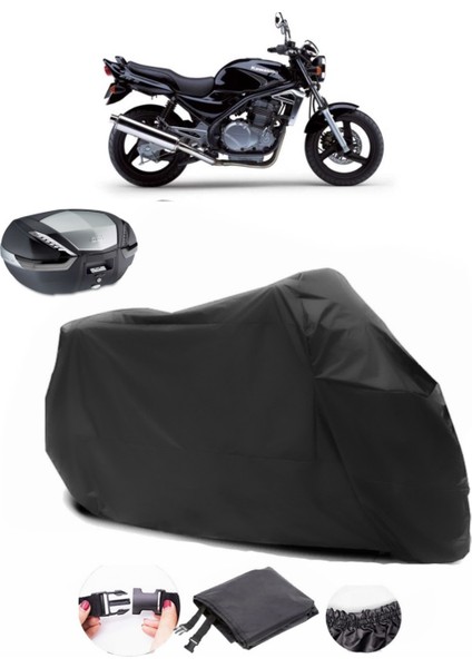 Kawasaki Er-5 Siyah Arka Çanta Uyumlu Motosiklet Branda Su Geçirmez Dayanıklı Kumaş