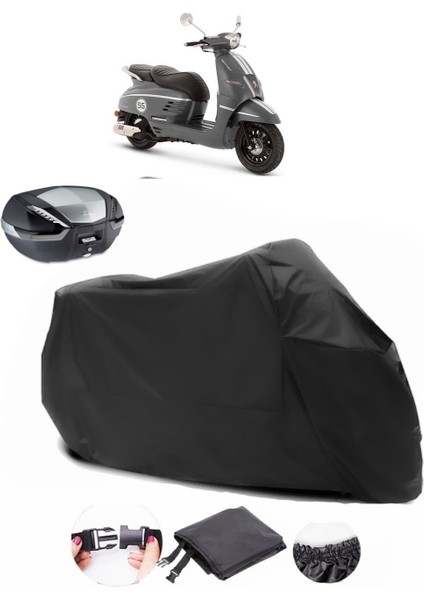 Peugeot Django 50 Siyah Arka Çanta Uyumlu Motosiklet Branda Su Geçirmez Dayanıklı Kumaş