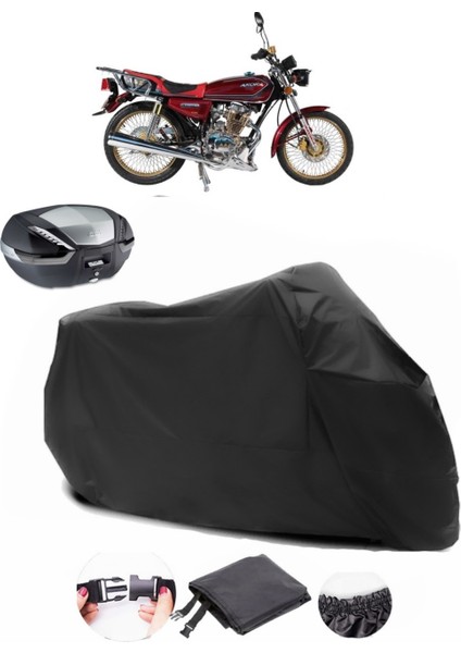 Arora Ar 100-8 A Modifiye Siyah Arka Çanta Uyumlu Motosiklet Branda Su Geçirmez Dayanıklı Kumaş