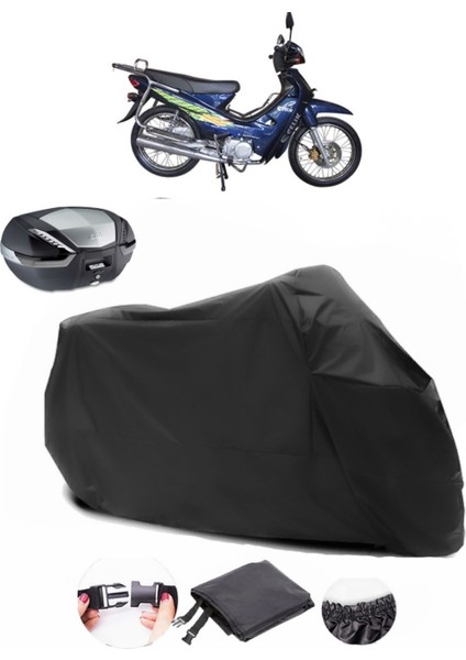 Çelik Motor Cup 110 Siyah Arka Çanta Uyumlu Motosiklet Branda Su Geçirmez Dayanıklı Kumaş