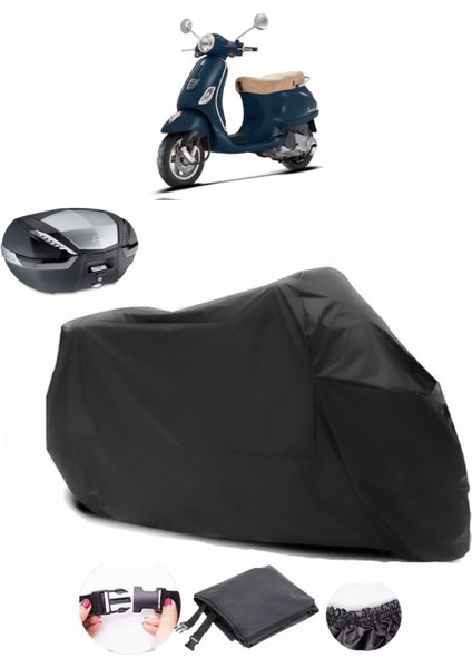 Vespa Lx 150 I.e Siyah Arka Çanta Uyumlu Motosiklet Branda Su Geçirmez Dayanıklı Kumaş