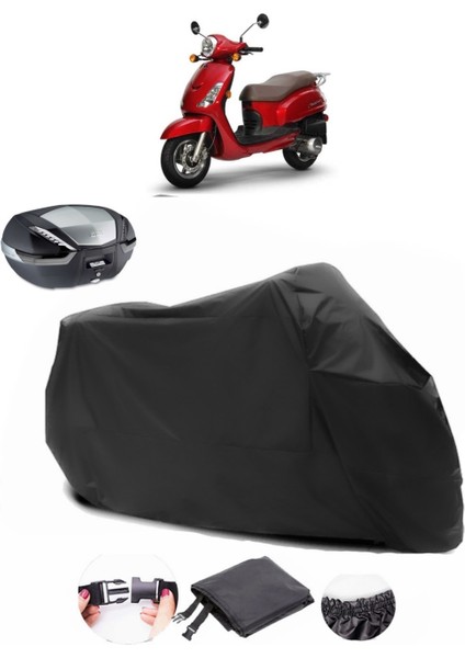 Sym Fiddle Iı 125 Siyah Arka Çanta Uyumlu Motosiklet Branda Su Geçirmez Dayanıklı Kumaş