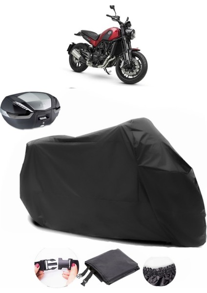 Benelli Leoncino Siyah Arka Çanta Uyumlu Motosiklet Branda Su Geçirmez Dayanıklı Kumaş