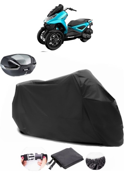 Qooder Quadro 4d Siyah Arka Çanta Uyumlu Motosiklet Branda Su Geçirmez Dayanıklı Kumaş
