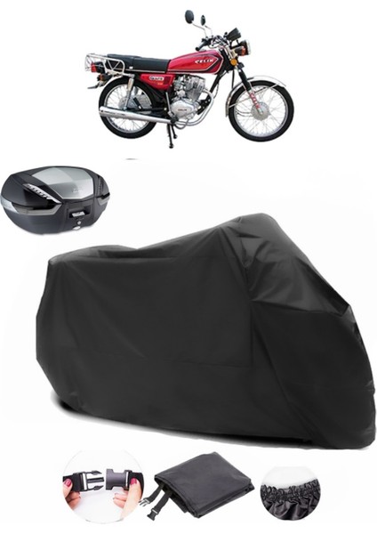 Çelik Motor Victory 125 Siyah Arka Çanta Uyumlu Motosiklet Branda Su Geçirmez Dayanıklı Kumaş