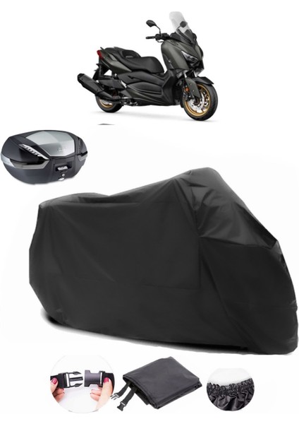 Yamaha X-Max 400 Tech Max Siyah Arka Çanta Uyumlu Motosiklet Branda Su Geçirmez Dayanıklı Kumaş