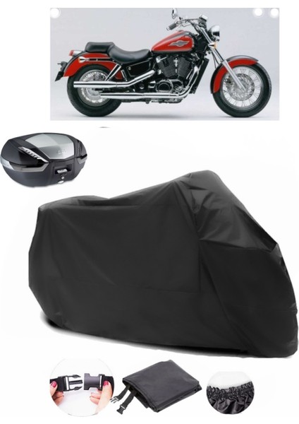 Honda Vt 1100 Shadow Ace Siyah Arka Çanta Uyumlu Motosiklet Branda Su Geçirmez Dayanıklı Kumaş