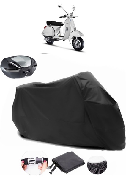 Vespa Px 150 Siyah Arka Çanta Uyumlu Motosiklet Branda Su Geçirmez Dayanıklı Kumaş