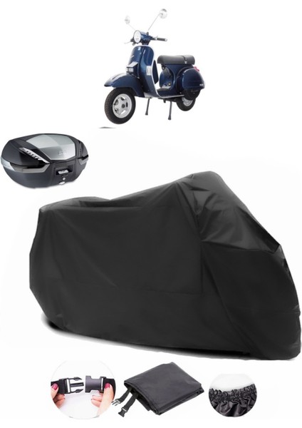 Vespa Px 200 Siyah Arka Çanta Uyumlu Motosiklet Branda Su Geçirmez Dayanıklı Kumaş