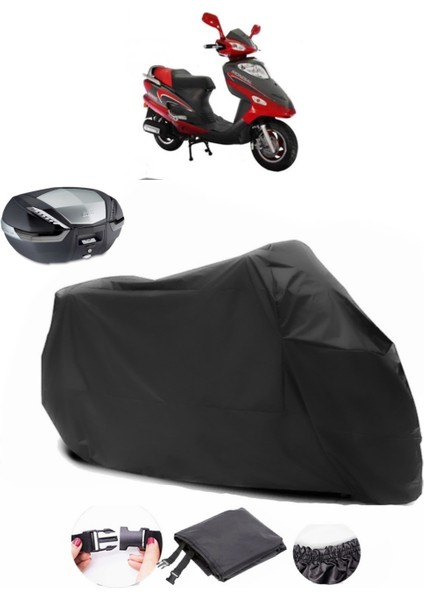 Mondial 100 Urt Siyah Arka Çanta Uyumlu Motosiklet Branda Su Geçirmez Dayanıklı Kumaş