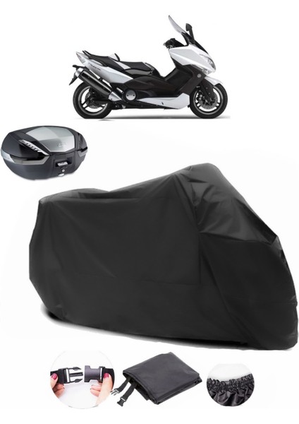 Yamaha Tmax 500 Siyah Arka Çanta Uyumlu Motosiklet Branda Su Geçirmez Dayanıklı Kumaş