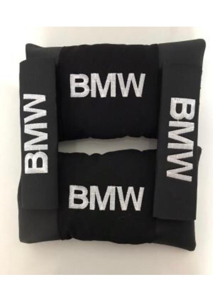 Bmw Nakışlı Deri 1 Çift Boyun Yastık ve 1 Çift Kemer Pedi fırsatları