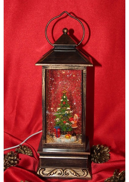 Yılbaşı Kırmızı Telefon Kulübesi Tasarımlı Yılbaşı Kar Küresi Çam Ağacı modelleri