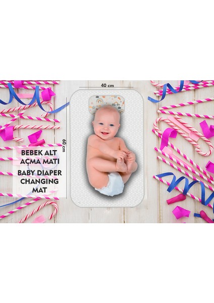 Bebek Alt Açma Minderi Bakım Pedi Örtüsü Gökkuşağı Desen
