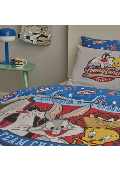 Looney Tunes Team CHAMPS %100 Pamuk Tek Kişilik Nevresim Takımı