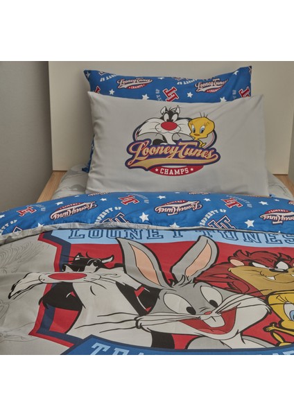 Looney Tunes Team CHAMPS %100 Pamuk Tek Kişilik Nevresim Takımı