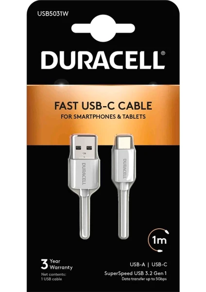 1m Usb-A To Usb-C Şarj Kablosu - Beyaz