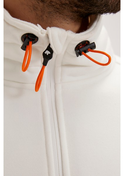 More Bear Full-Zip Hoodie Marshmallow Beyaz Fermuarlı Erkek Sweatshirt fırsatları