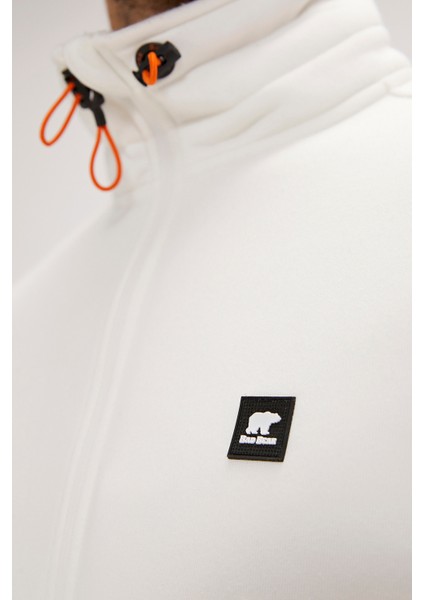 More Bear Full-Zip Hoodie Marshmallow Beyaz Fermuarlı Erkek Sweatshirt indirimleri
