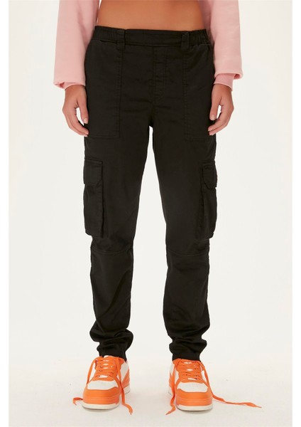 Lara Cargo Sweatpants Siyah Kadın Pantolon
