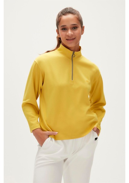 Lexi Half-Zip Cider Sarı Yarım Fermuarlı Kadın Sweatshirt