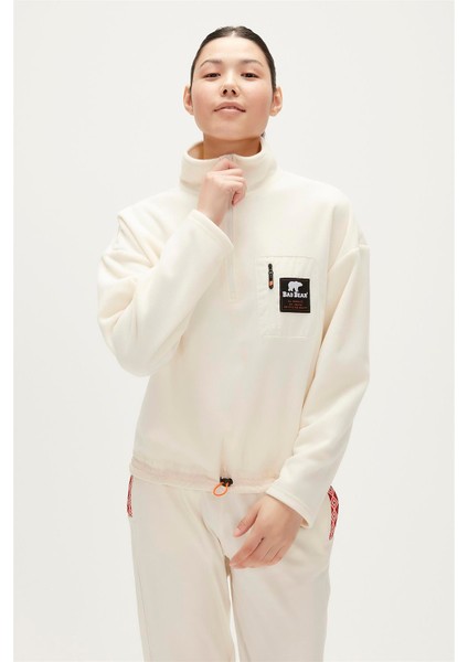 Eva Half-Zip Marshmallow Beyaz Yarım Fermuarlu Kadın Polar Sweatshirt fırsatları