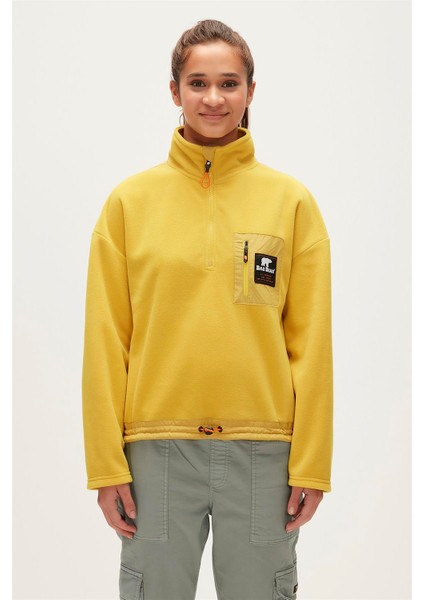 Eva Half-Zip Cider Sarı Yarım Fermuarlu Kadın Polar Sweatshirt