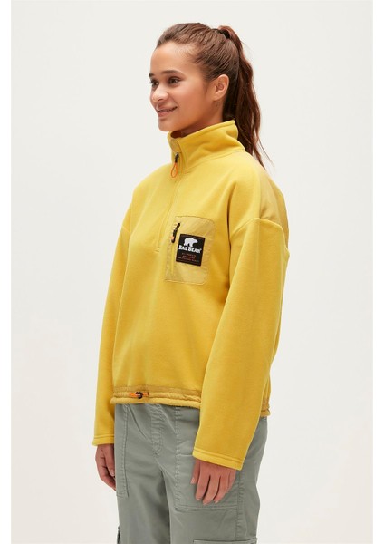 Eva Half-Zip Cider Sarı Yarım Fermuarlu Kadın Polar Sweatshirt modelleri