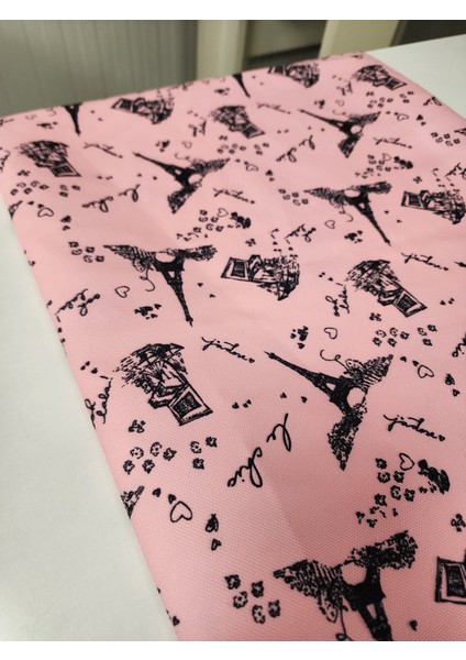 Pembe Paris Desenli Dijital Baskı Runner