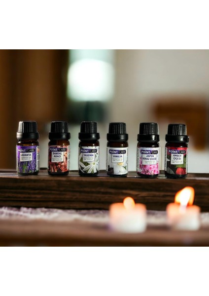 Point Care Popüler Mum Esans Seti Lavanta-Sandal-Yasemin-Vanily-Krzçiçeği-Amber Soya Wax Parafin Jel Mum