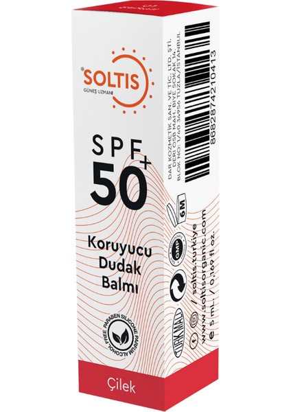 Renkli Dudak Nemlendiricisi SPF50+ Çilek, 5 gr