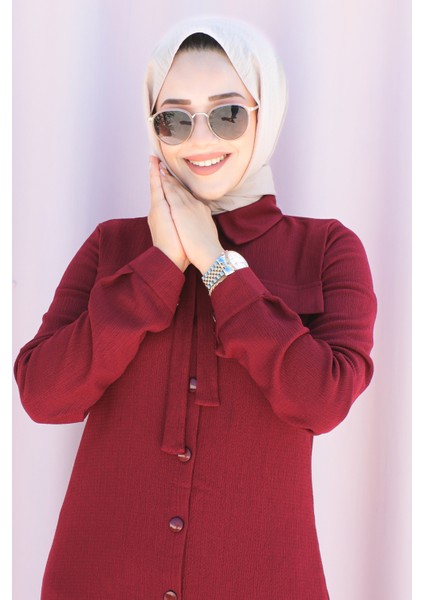 Flar Detaylı Ikili Tesettür TAKIM-3151 Bordo