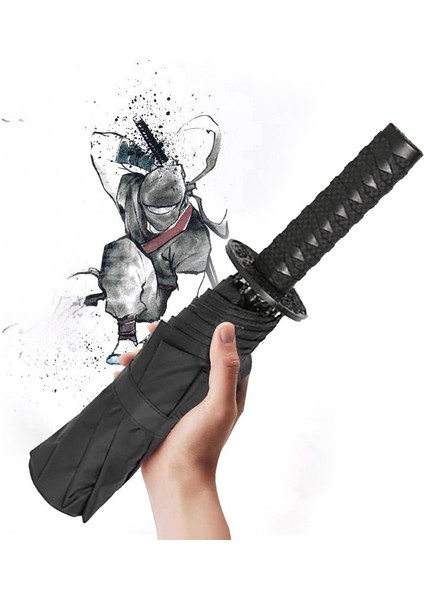 Yaratıcı Anime Siyah Samuray Otomatik Şemsiye % 30 (Yurt Dışından)