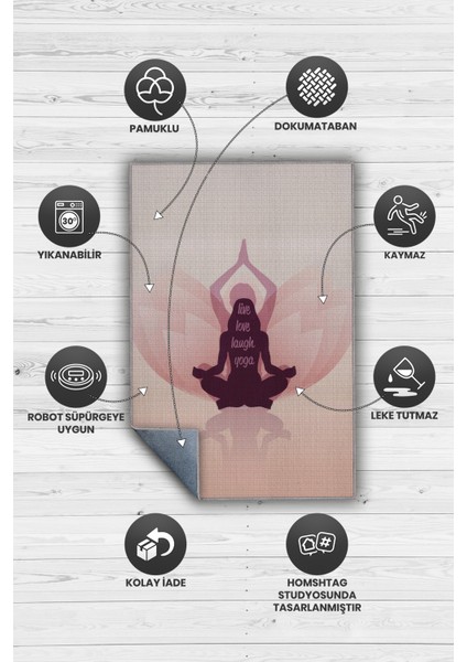 Yaşa Sev Gül Siyah Halı Koyu Renkli Yoga Sever Halısı Hediyelik Yıkanabilir Düz Renk Halı fırsatları
