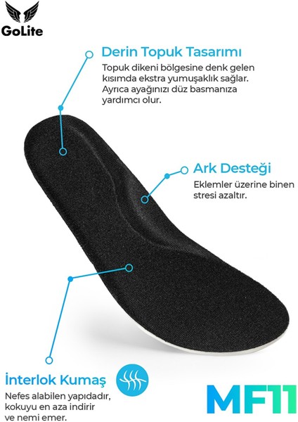 Bebek ve Çocuk İçin Spor Ayakkabı Patik İç Tabanlığı, Ark Destekli Gündelik Tabanlık - MF11 Siyah - 20/21 Numara fiyatları