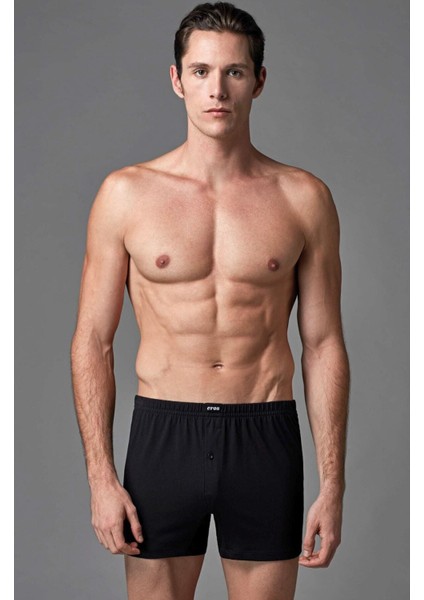4 Adet %100 Pamuklu Tek Düğmeli Penye Erkek Boxer