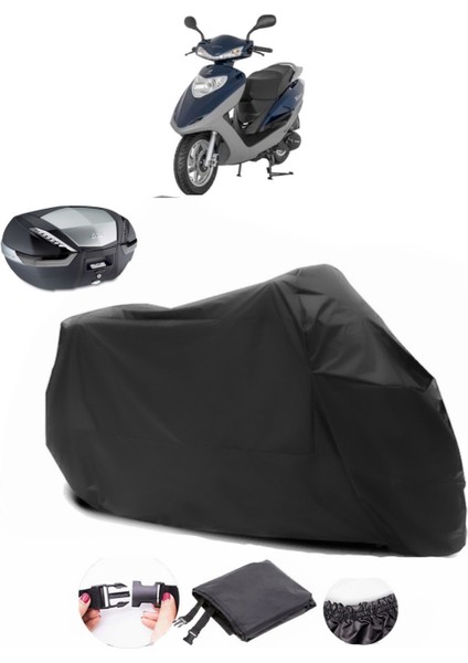 Mondial 100 Nt Turkuaz Siyah Arka Çanta Uyumlu Motosiklet Branda Lüx Premium Kalite