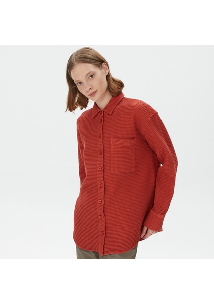 Nautıca Kadın Kiremit Oversıze Uzun Kollu Gömlek 37W208T.6XP