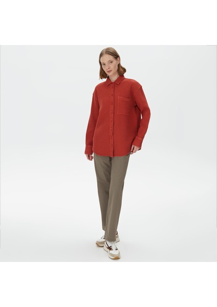 Nautıca Kadın Kiremit Oversıze Uzun Kollu Gömlek 37W208T.6XP modelleri
