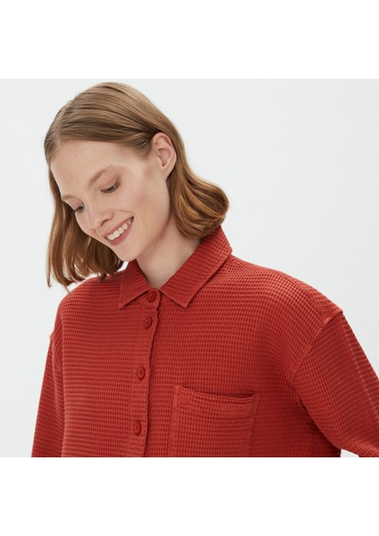 Nautıca Kadın Kiremit Oversıze Uzun Kollu Gömlek 37W208T.6XP fırsatları