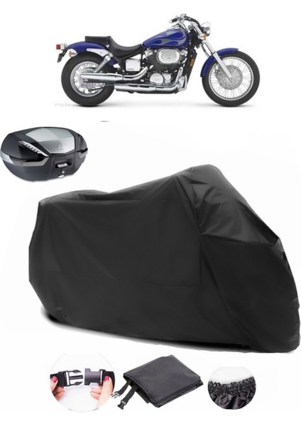 Honda Shadow Spirit 750 Siyah Arka Çanta Uyumlu Motosiklet Branda Lüx Premium Kalite