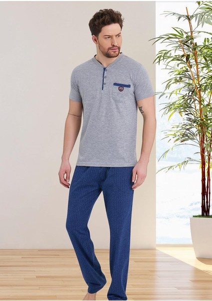 Pamuklu Kısa Kol Erkek Pijama Takım