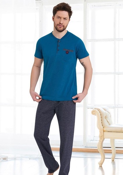 Pamuklu Kısa Kol Erkek Pijama Takım
