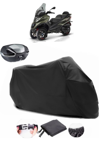 Piaggio Mp3 350 Siyah Arka Çanta Uyumlu Motosiklet Branda Lüx Premium Kalite