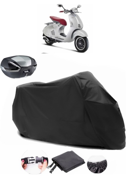 Vespa 946 125 I.e. Siyah Arka Çanta Uyumlu Motosiklet Branda Lüx Premium Kalite