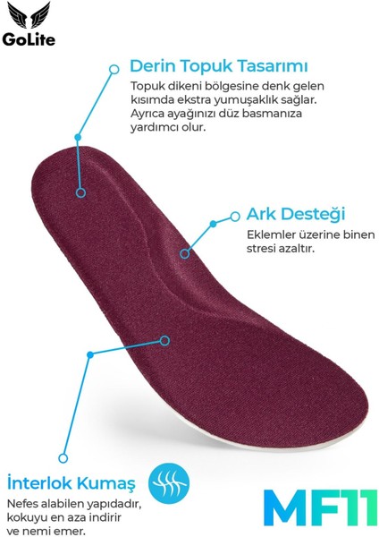 Bebek ve Çocuk İçin Spor Ayakkabı Patik İç Tabanlığı, Ark Destekli Gündelik Tabanlık - MF11 Bordo - 32/33 Numara fiyatları