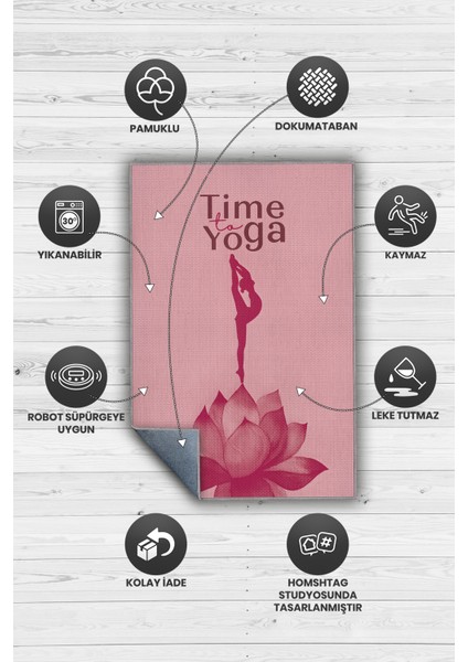 Yoga Zamanı Mor Renkli Halı Bordürlü Renkli Yoga Sever Halısı Renkli Hediyelik Halı fırsatları