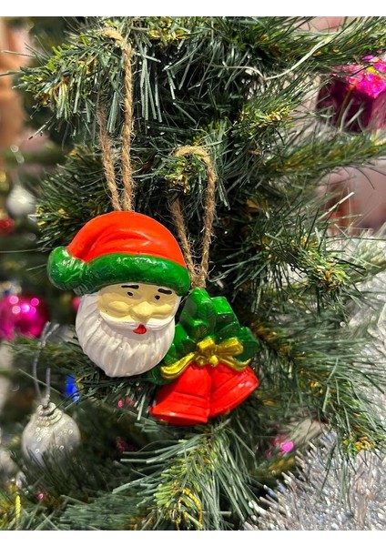 Yılbaşı Çam Ağacı Süsleri 2 Adet Ipli Alçı Model Kartanesi,noel Baba,çizme,çam Ağacı,eldiven