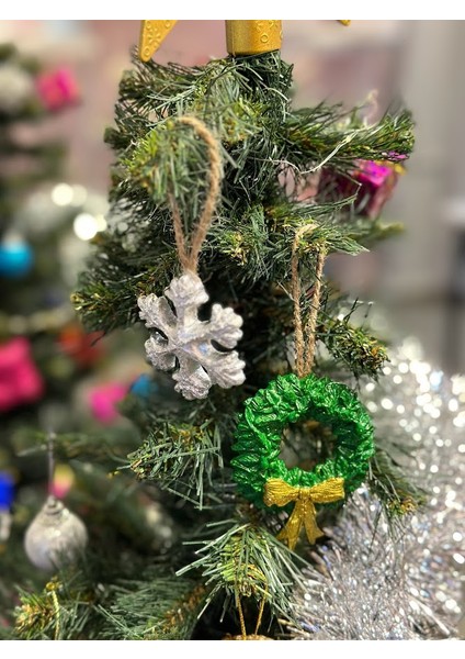 Yılbaşı Çam Ağacı Süsleri 2 Adet Ipli Alçı Model Kartanesi,noel Baba,çizme,çam Ağacı,eldiven fiyatları