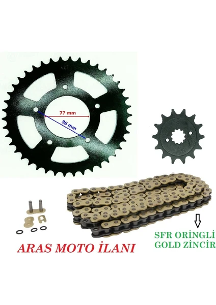 Aras Moto Cf Moto Nk 250 Oringli Zincir Dişli Seti Sfr Gold Zincir- Arasmoto